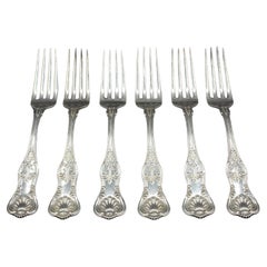 Set von 6 Tafelgabeln aus Sterlingsilber in „King“ von Dominick & Haff, um 1880