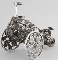 Christofle Wine Trolley with Grape Leaves, Silver Plated, late 19th