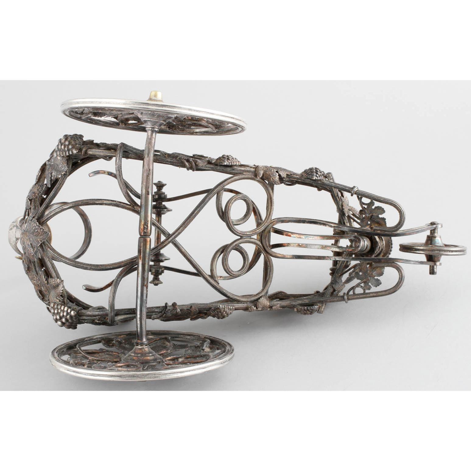 French Christofle Wine Trolley with Grape Leaves, Silver Plated, late 19th For Sale