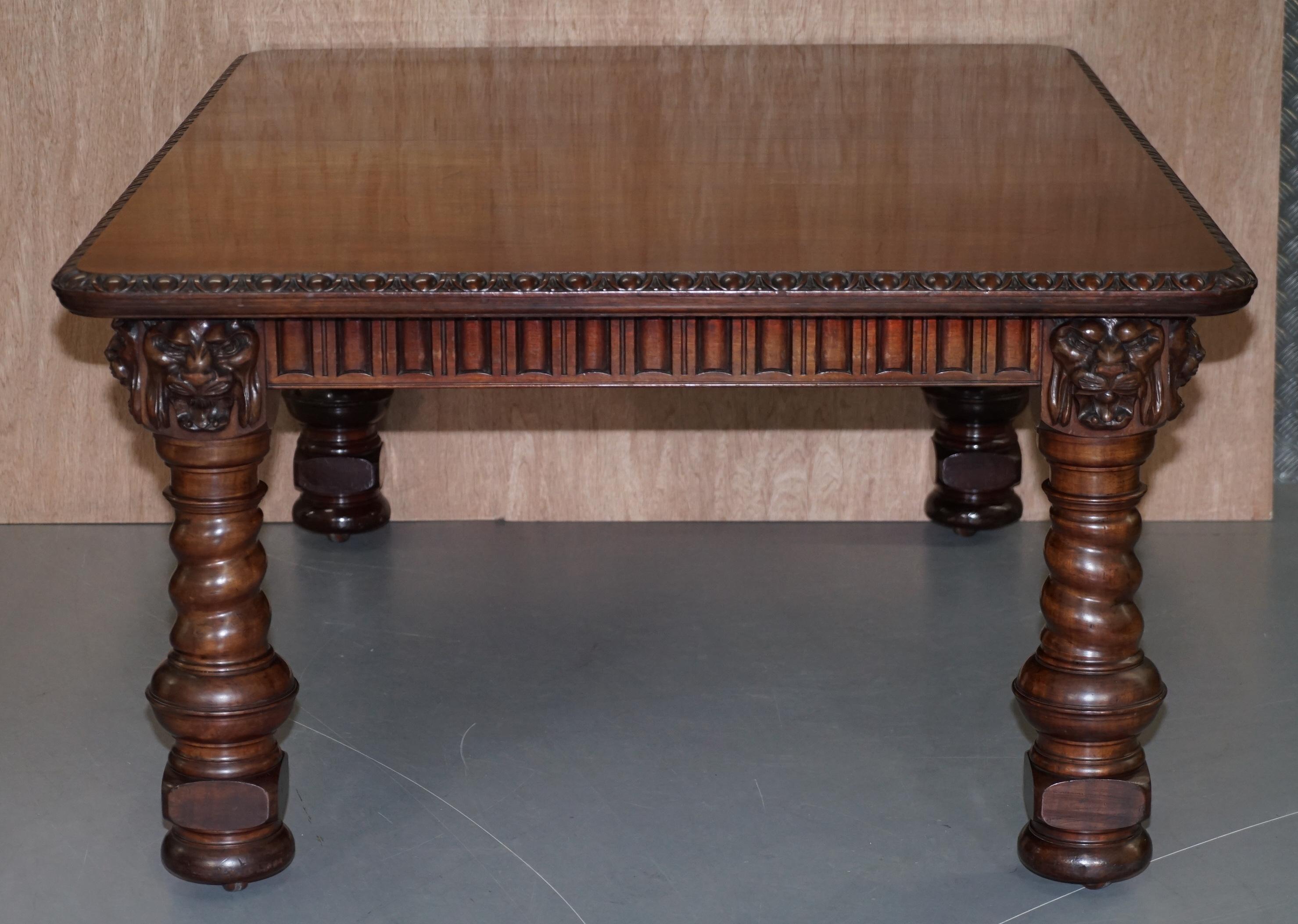 Solid Hardwood Extending Dining Table Lions Head Carved, circa 1880 For Sale 8