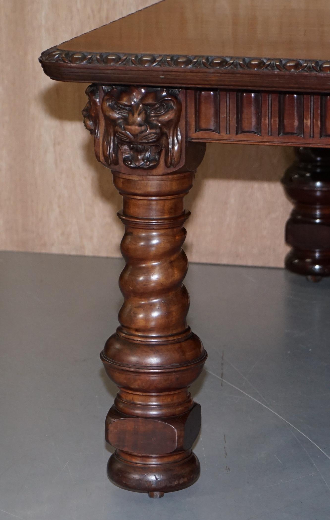 Solid Hardwood Extending Dining Table Lions Head Carved, circa 1880 For Sale 9