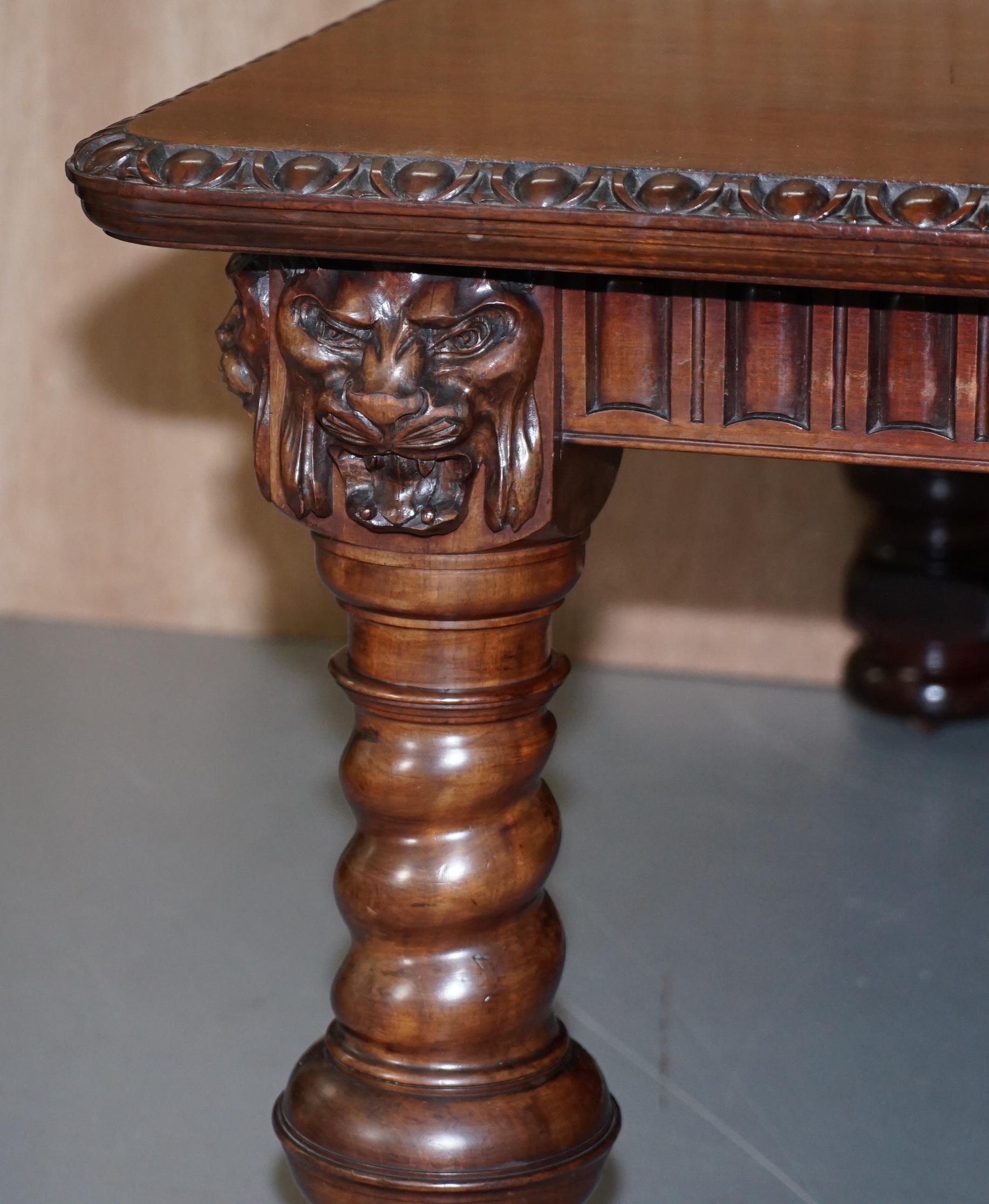 Solid Hardwood Extending Dining Table Lions Head Carved, circa 1880 For Sale 9
