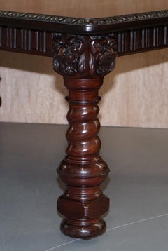 Solid Hardwood Extending Dining Table Lions Head Carved, circa 1880