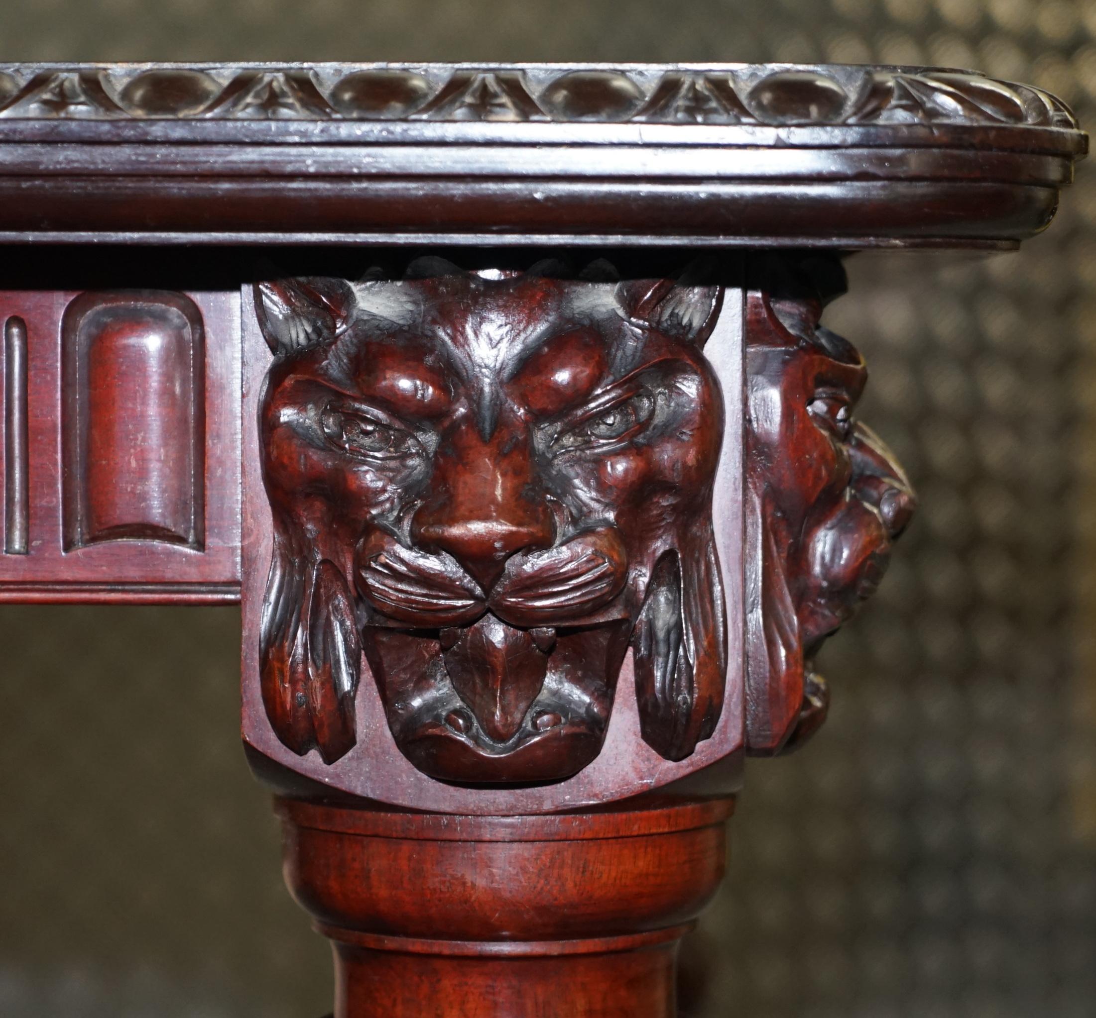 Victorian Solid Hardwood Extending Dining Table Lions Head Carved, circa 1880 For Sale