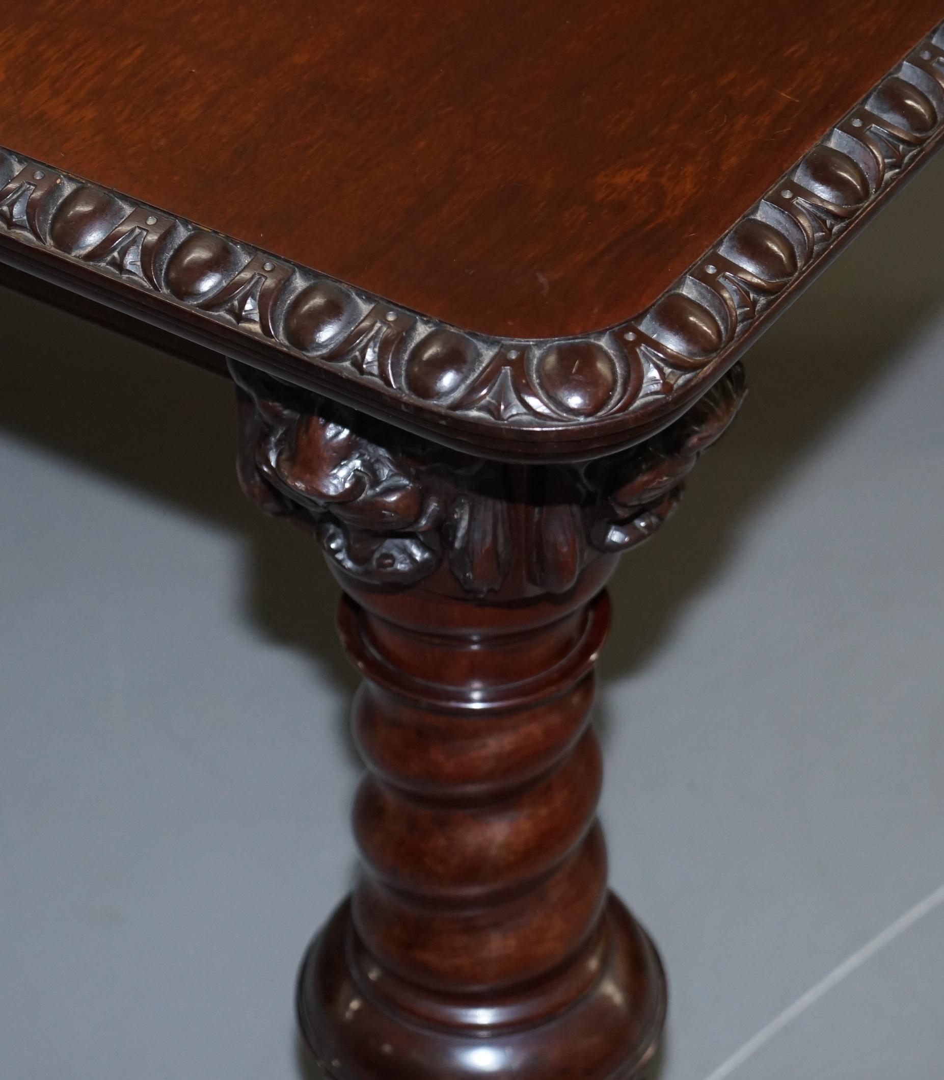Late 19th Century Solid Hardwood Extending Dining Table Lions Head Carved, circa 1880 For Sale