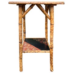 Circa 1880 Square Bamboo Two Tier Side Table