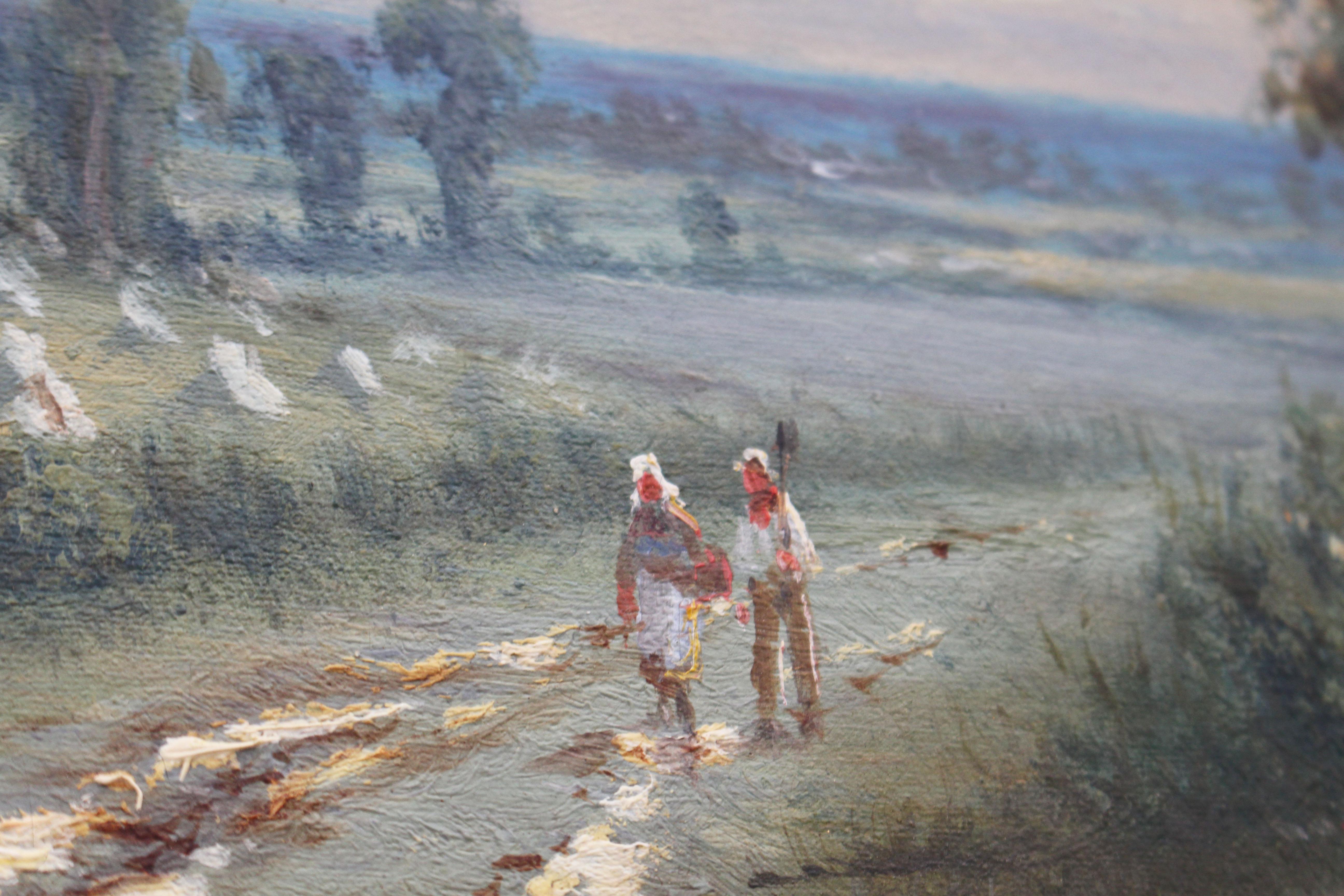 Gilt Circa 1880 Victorian English Countryside Painting For Sale