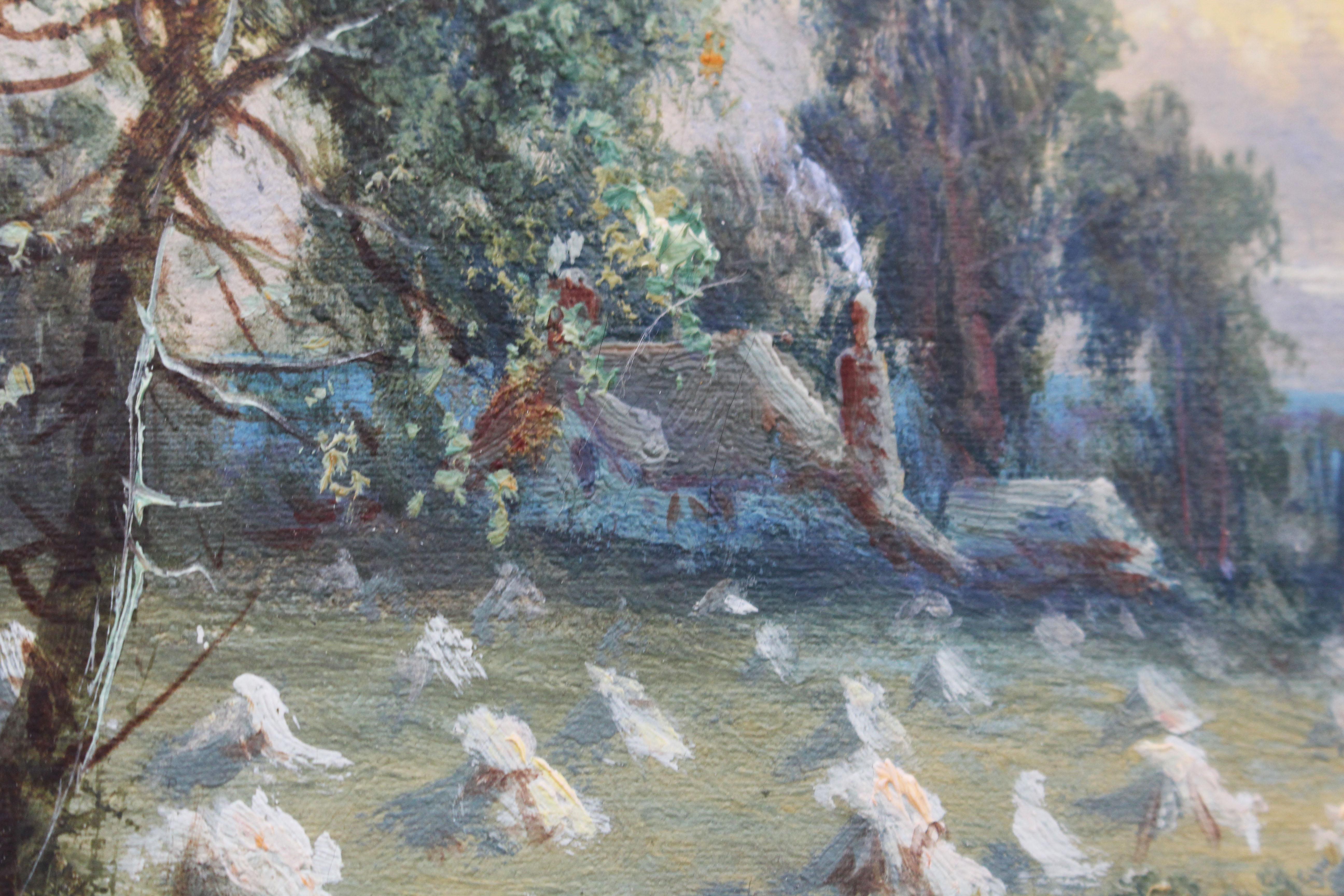 Circa 1880 Victorian English Countryside Painting In Good Condition For Sale In Chapel Hill, NC