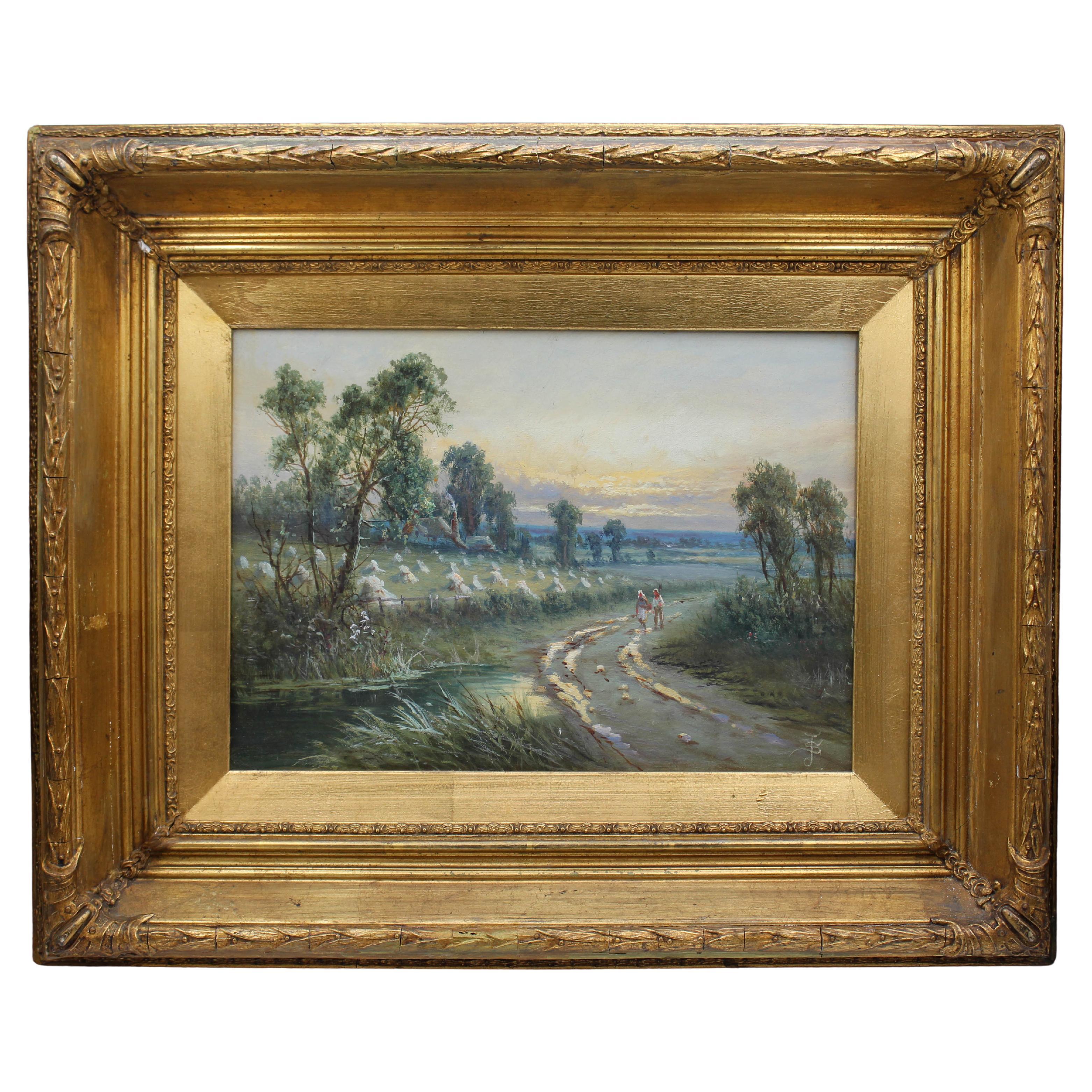 Circa 1880 Victorian English Countryside Painting For Sale