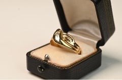 Victorian Era 18K Gold Statement Ring. 0.05ct Round Diamond Carved Snake Design