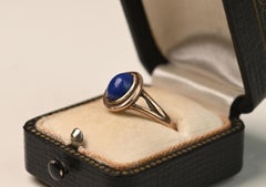 Circa 1880 Victorian Era Oval Lapiz Bezel Split Shank Ring 18k Yellow Gold