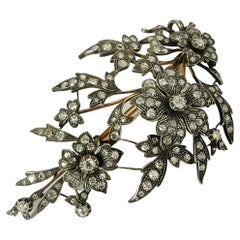 Vintage Circa 1880 Victorian Tremblant French Brooch Diamond 12.50 Ctw Gold 18K