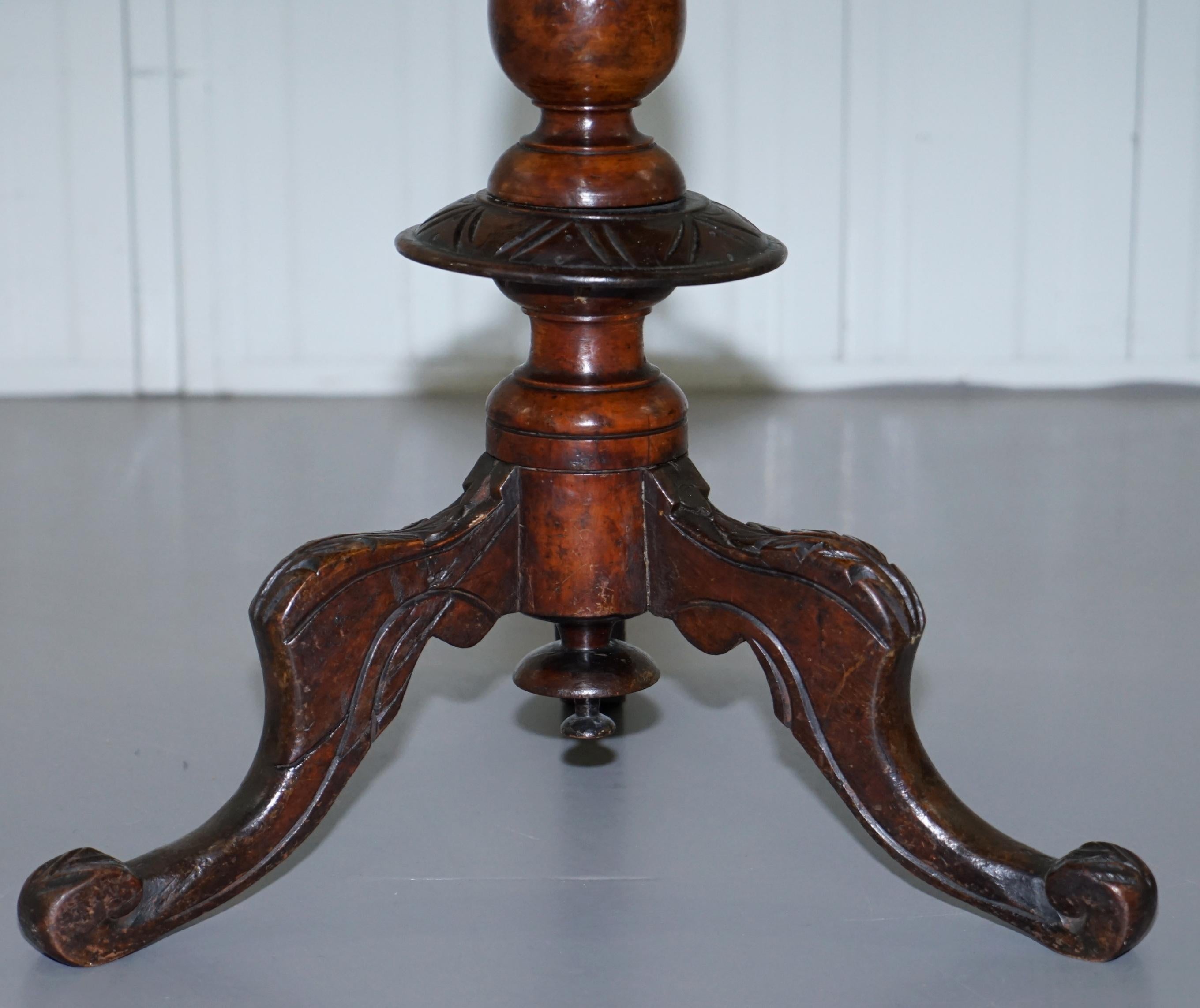 Walnut and Hardwood  Marquetry Inlaid Chess Games Table Tripod Base, circa 1880 5