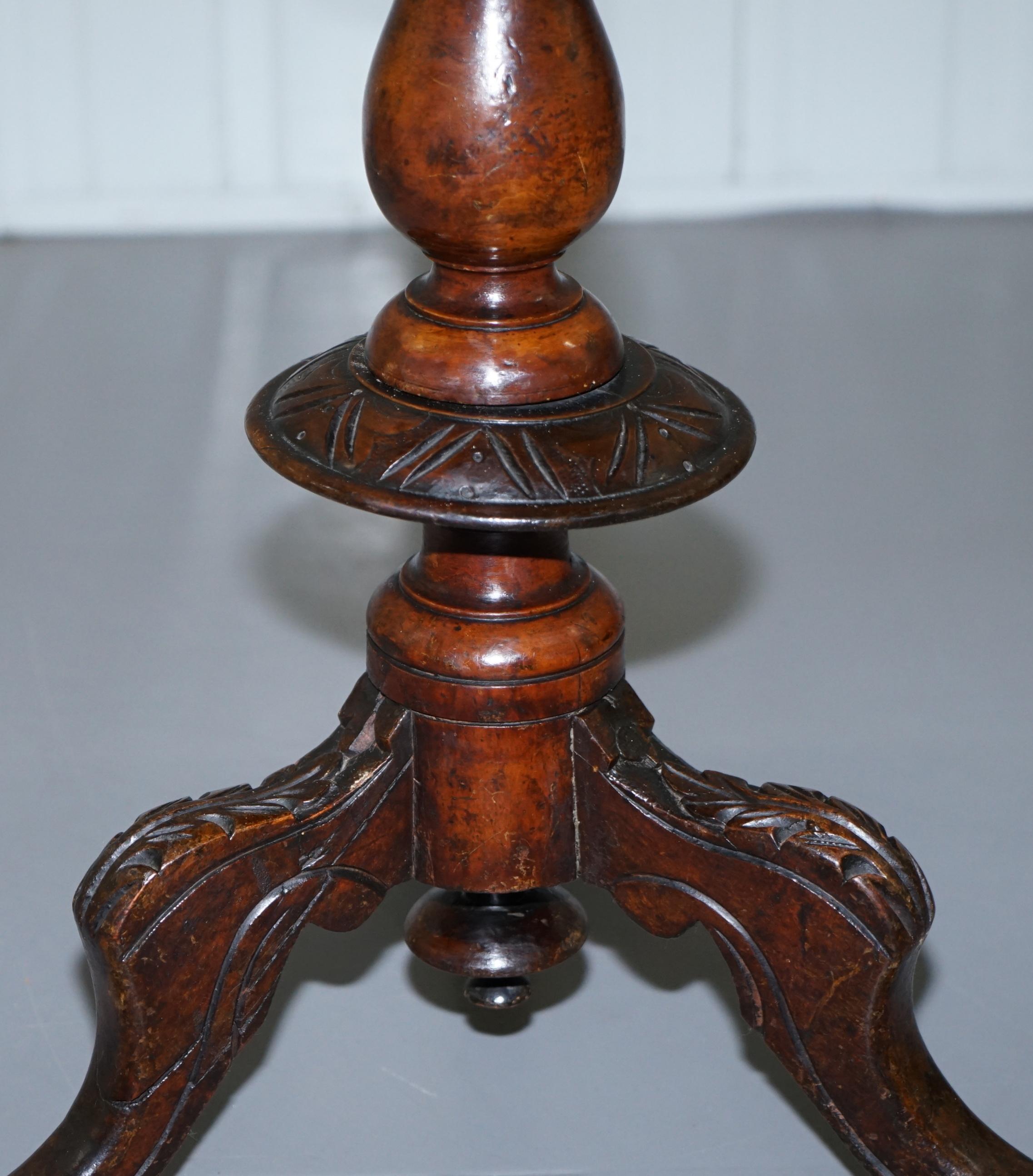 Walnut and Hardwood  Marquetry Inlaid Chess Games Table Tripod Base, circa 1880 5