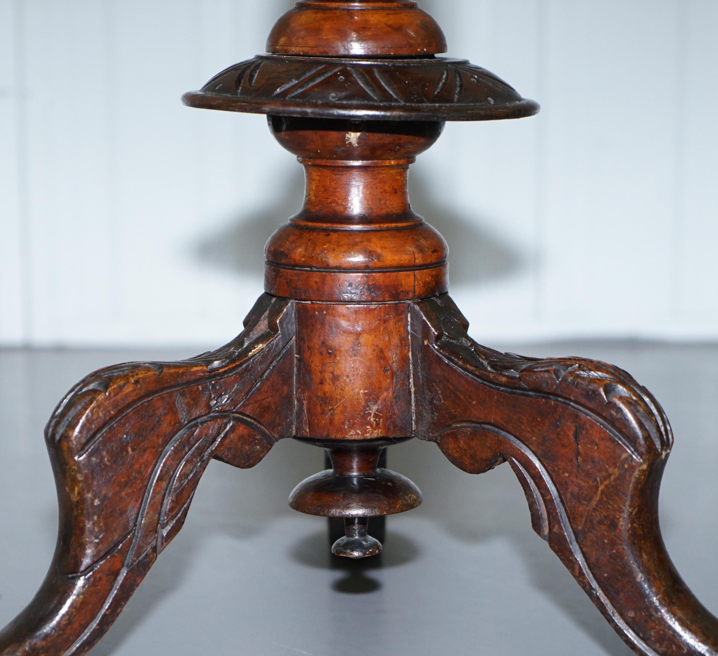 Walnut and Hardwood  Marquetry Inlaid Chess Games Table Tripod Base, circa 1880 8