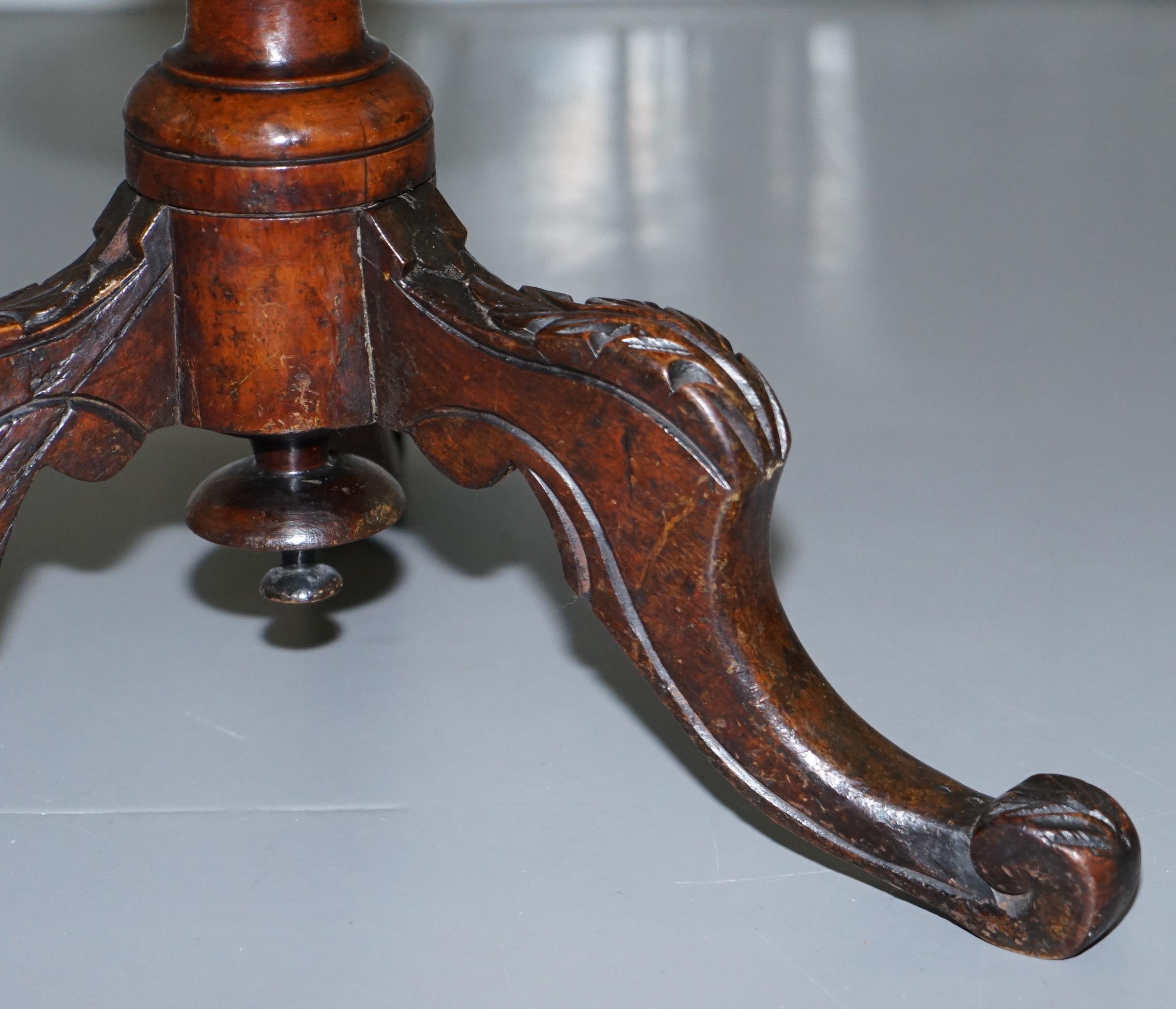 Walnut and Hardwood  Marquetry Inlaid Chess Games Table Tripod Base, circa 1880 9