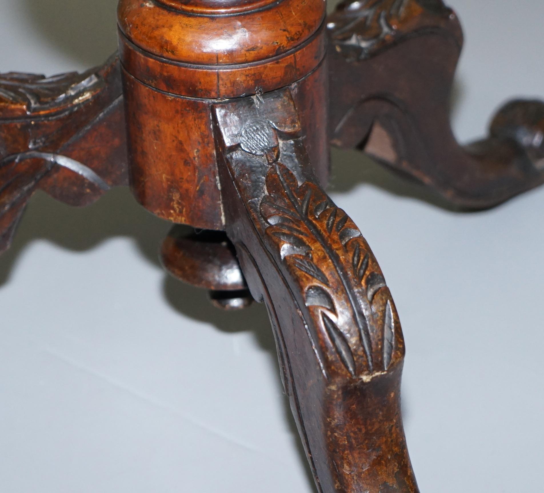 Walnut and Hardwood  Marquetry Inlaid Chess Games Table Tripod Base, circa 1880 11