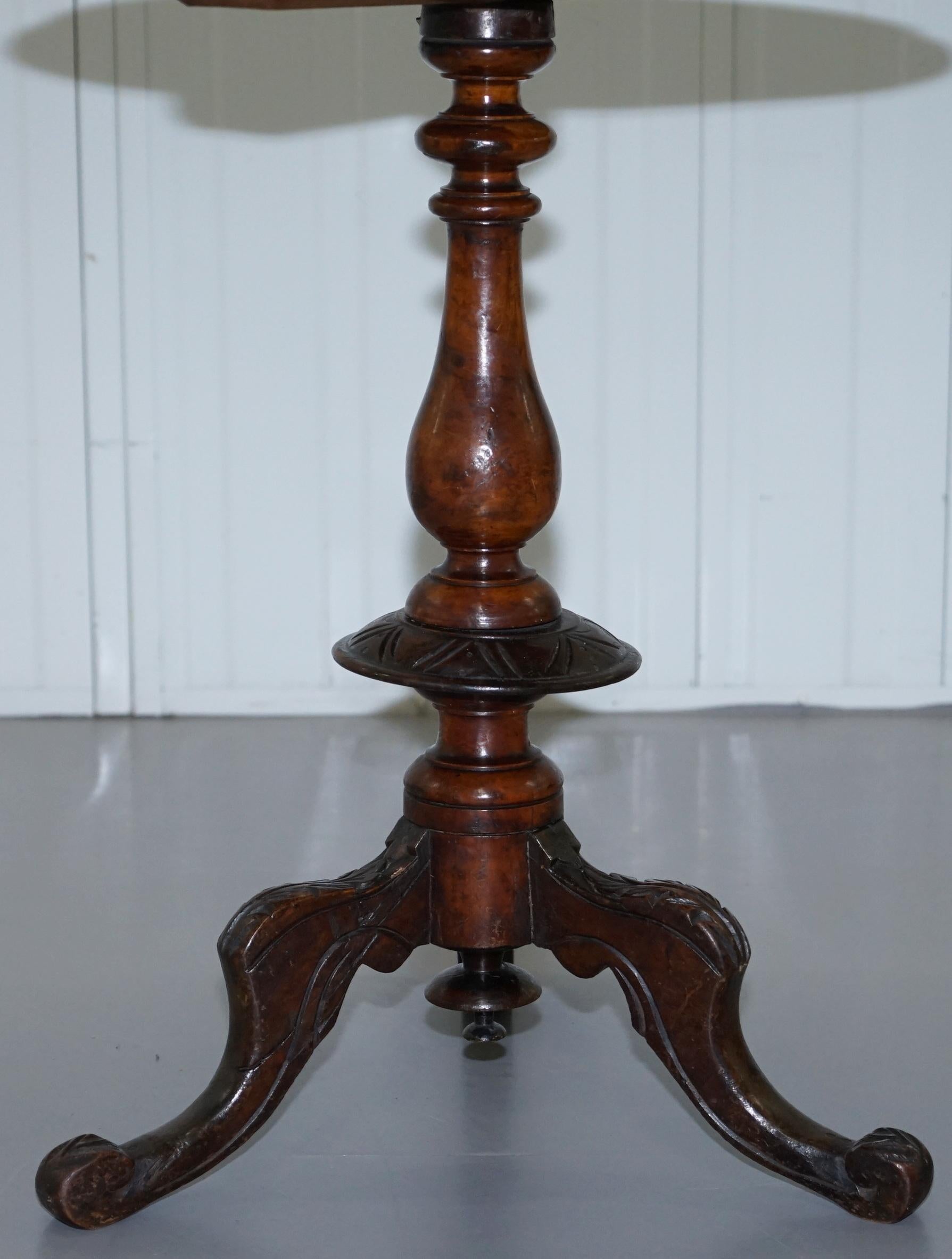 Walnut and Hardwood  Marquetry Inlaid Chess Games Table Tripod Base, circa 1880 2