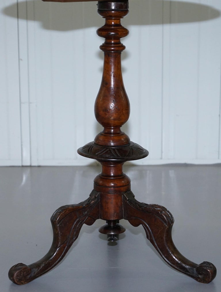 Walnut and Hardwood  Marquetry Inlaid Chess Games Table Tripod Base, circa 1880 For Sale 1
