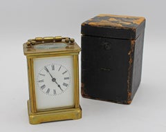 circa 1880s, Brass Carriage Clock in Travel Case