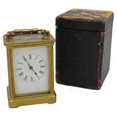 circa 1880s, Brass Carriage Clock in Travel Case