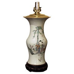 Circa 1880s Chinese Export Baluster Form Vase Lamp