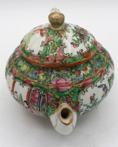 Circa 1880s Chinese Export Rose Medallion Tea Pot & Cover