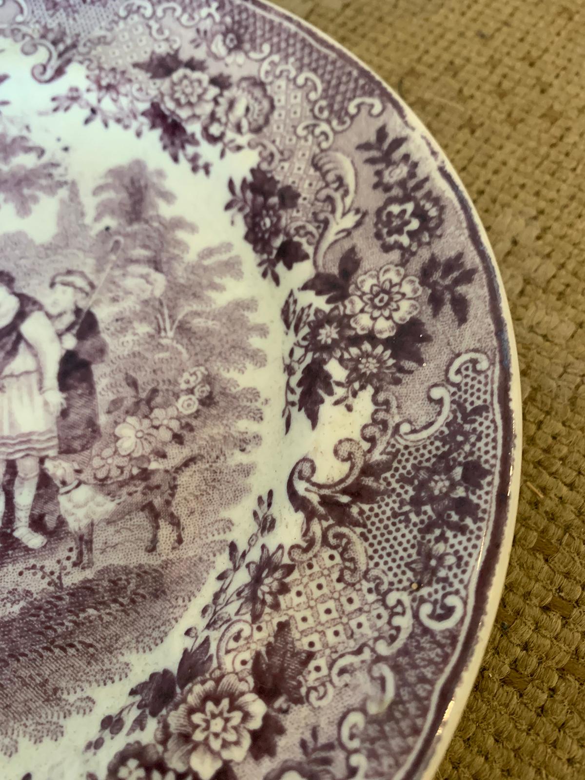 Dutch Transferware Plate in Ruth Boas Pattern by Petrus Regout & Co. circa 1880s For Sale 4