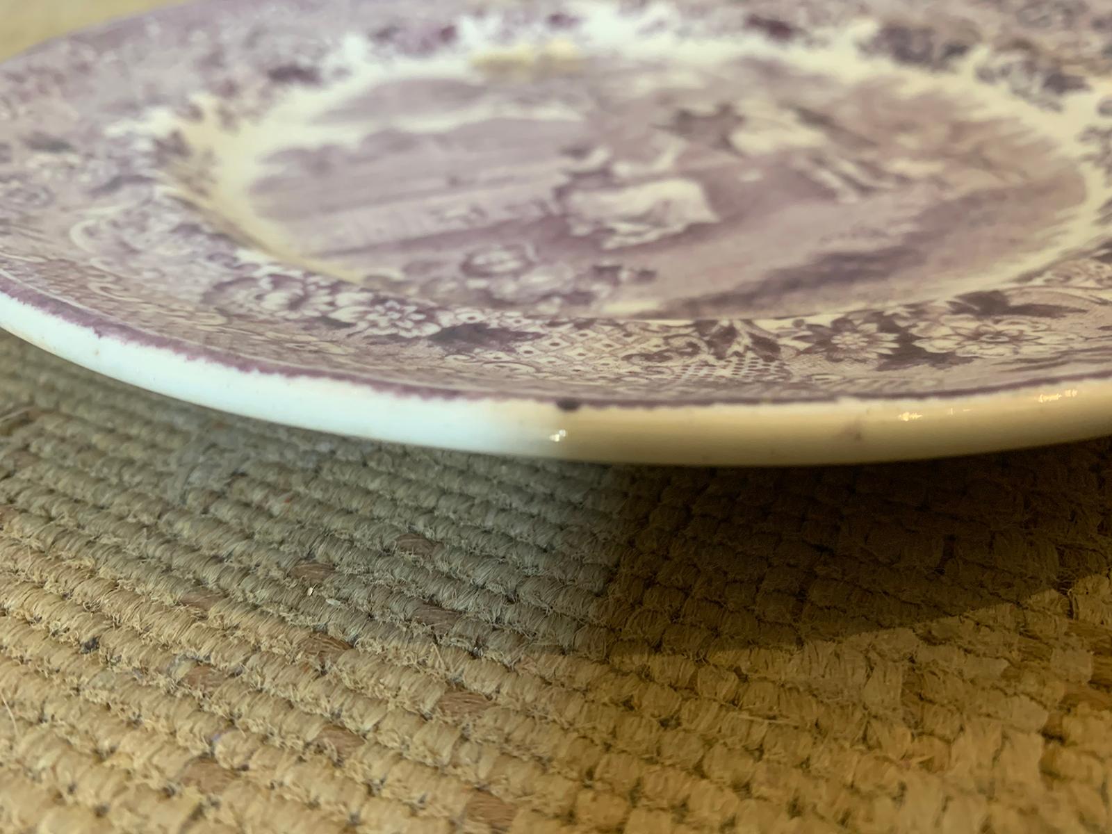Dutch Transferware Plate in Ruth Boas Pattern by Petrus Regout & Co. circa 1880s For Sale 5