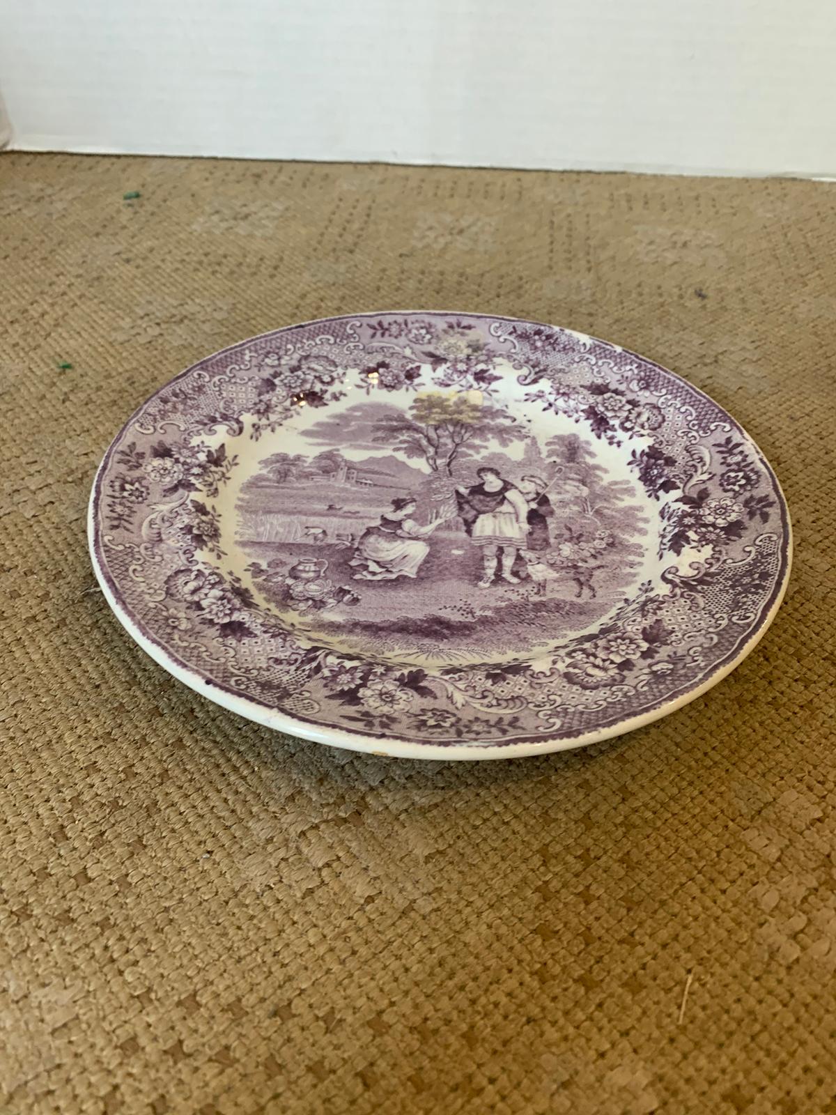 19th Century Dutch Transferware Plate in Ruth Boas Pattern by Petrus Regout & Co. circa 1880s For Sale