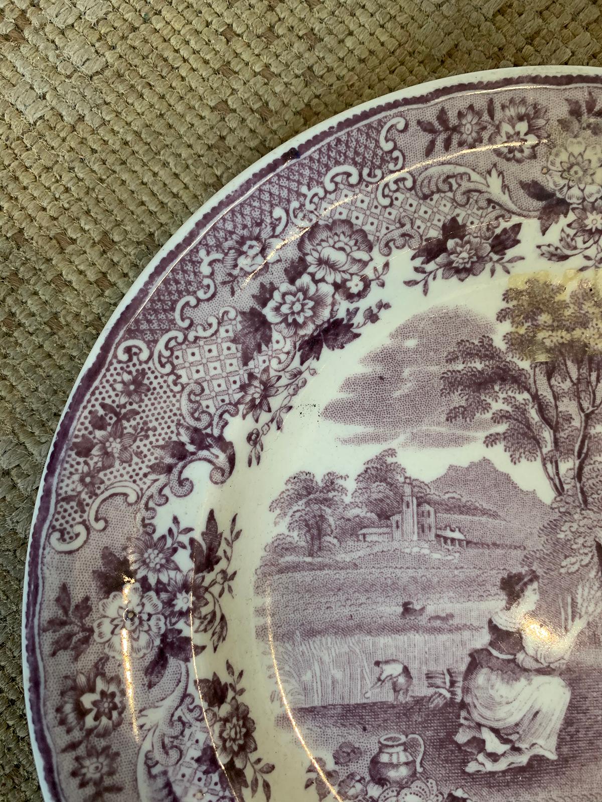 Dutch Transferware Plate in Ruth Boas Pattern by Petrus Regout & Co. circa 1880s For Sale 2