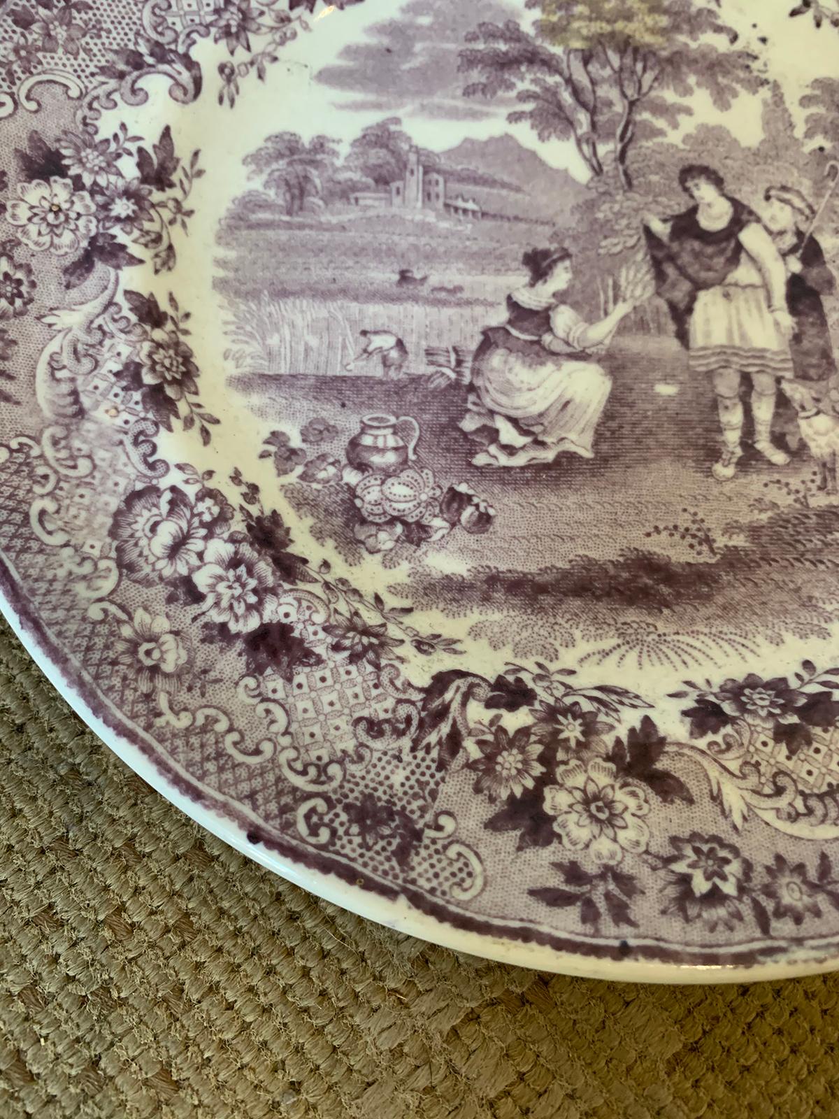 Dutch Transferware Plate in Ruth Boas Pattern by Petrus Regout & Co. circa 1880s For Sale 3