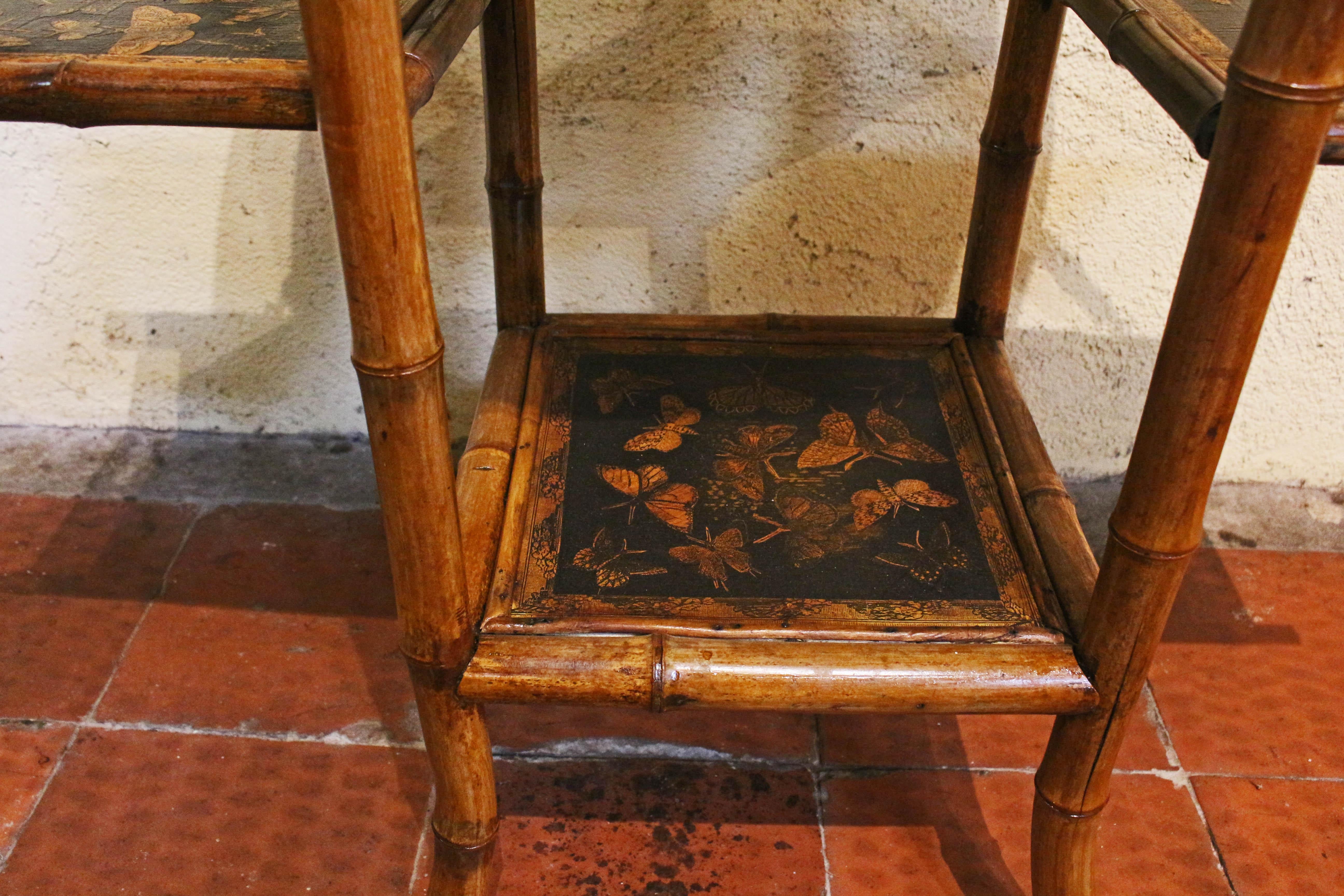 Mesa inglesa de bambú de varios pisos, circa 1880 en Bueno estado para la venta en Chapel Hill, NC