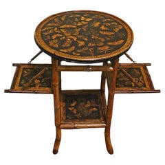 Circa 1880s English Multi-Tier Drop-Side Bamboo Table