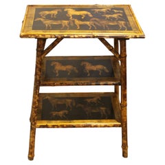 Circa 1880s English Rectangular 3-Tier Bamboo Side Table