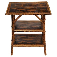 Circa 1880s English Rectangular 3-Tier Bamboo Table