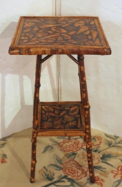Circa 1880s English Two-Tire Square Bamboo Side Table