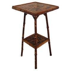 Circa 1880s English Two-Tire Square Bamboo Side Table