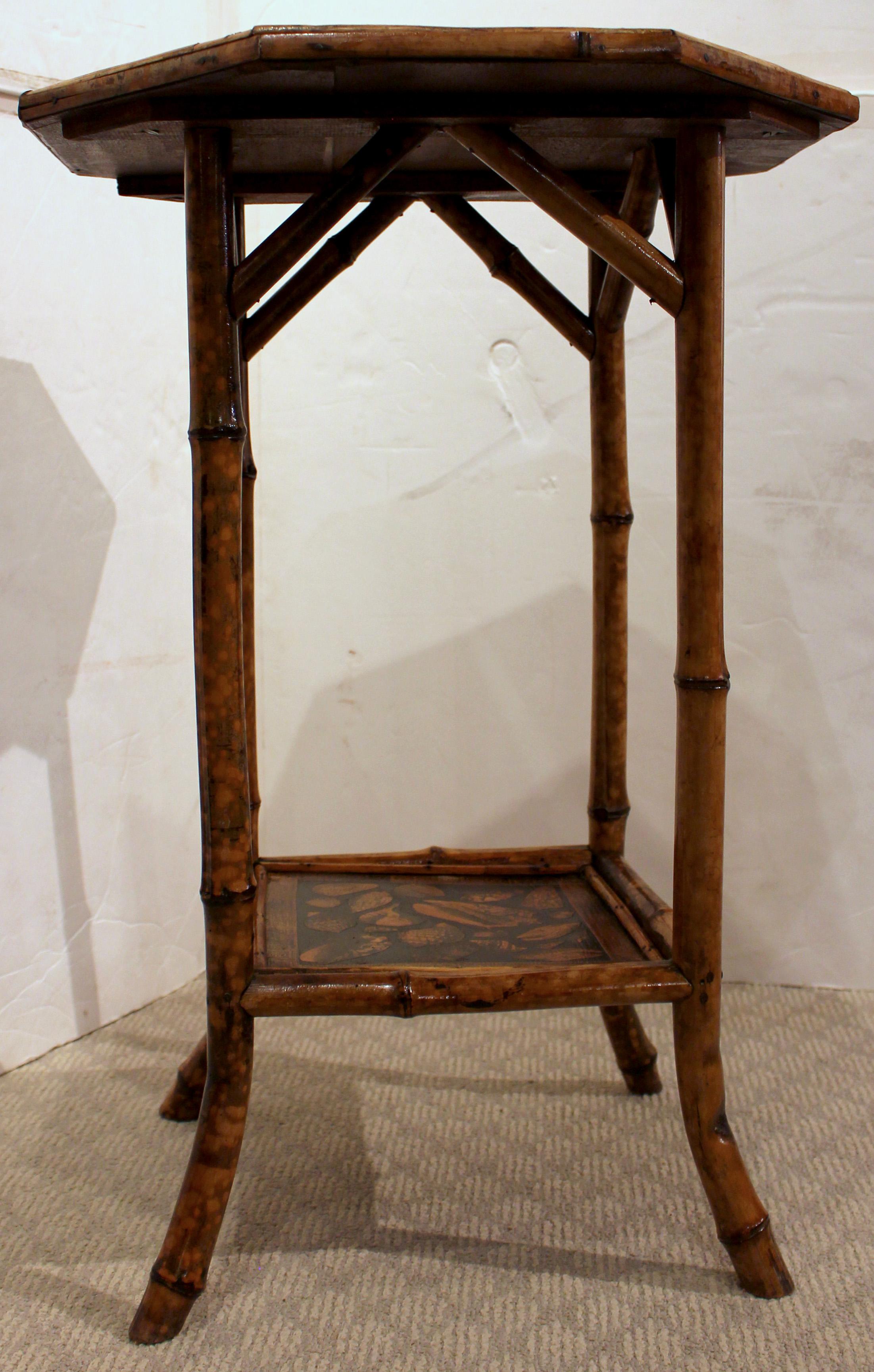 Aesthetic Movement Circa 1880s Octagonal Top 2-Tier English Bamboo Table
