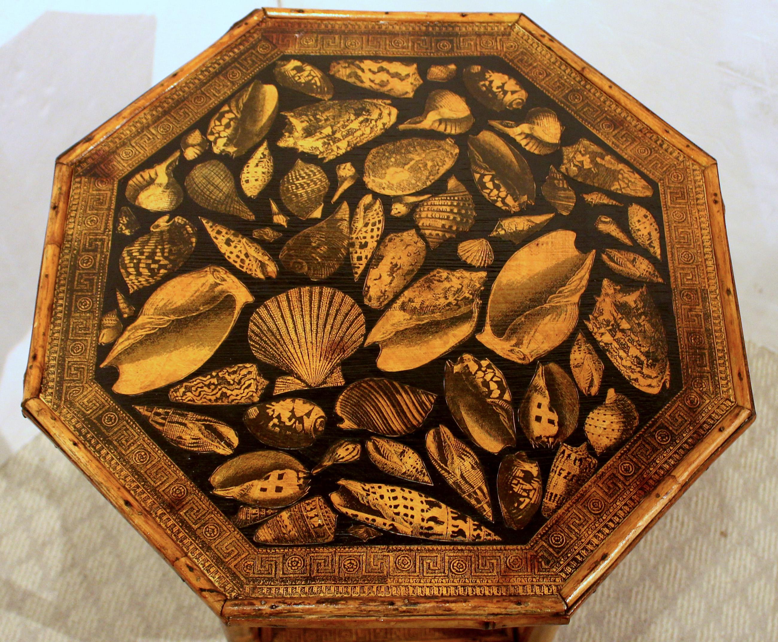Circa 1880s Octagonal Top 2-Tier English Bamboo Table In Good Condition In Chapel Hill, NC