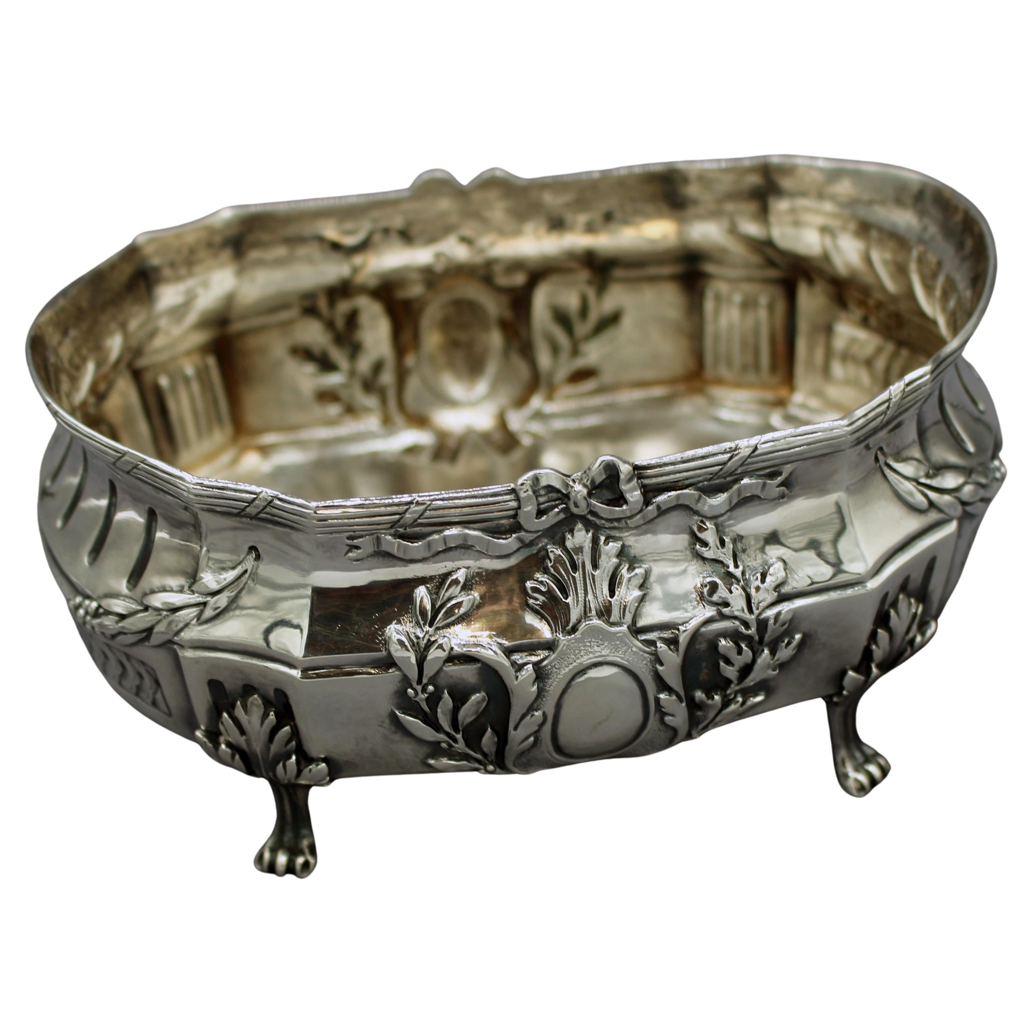 Parisian Silver Bowl in Cartouche Form, circa 1880s