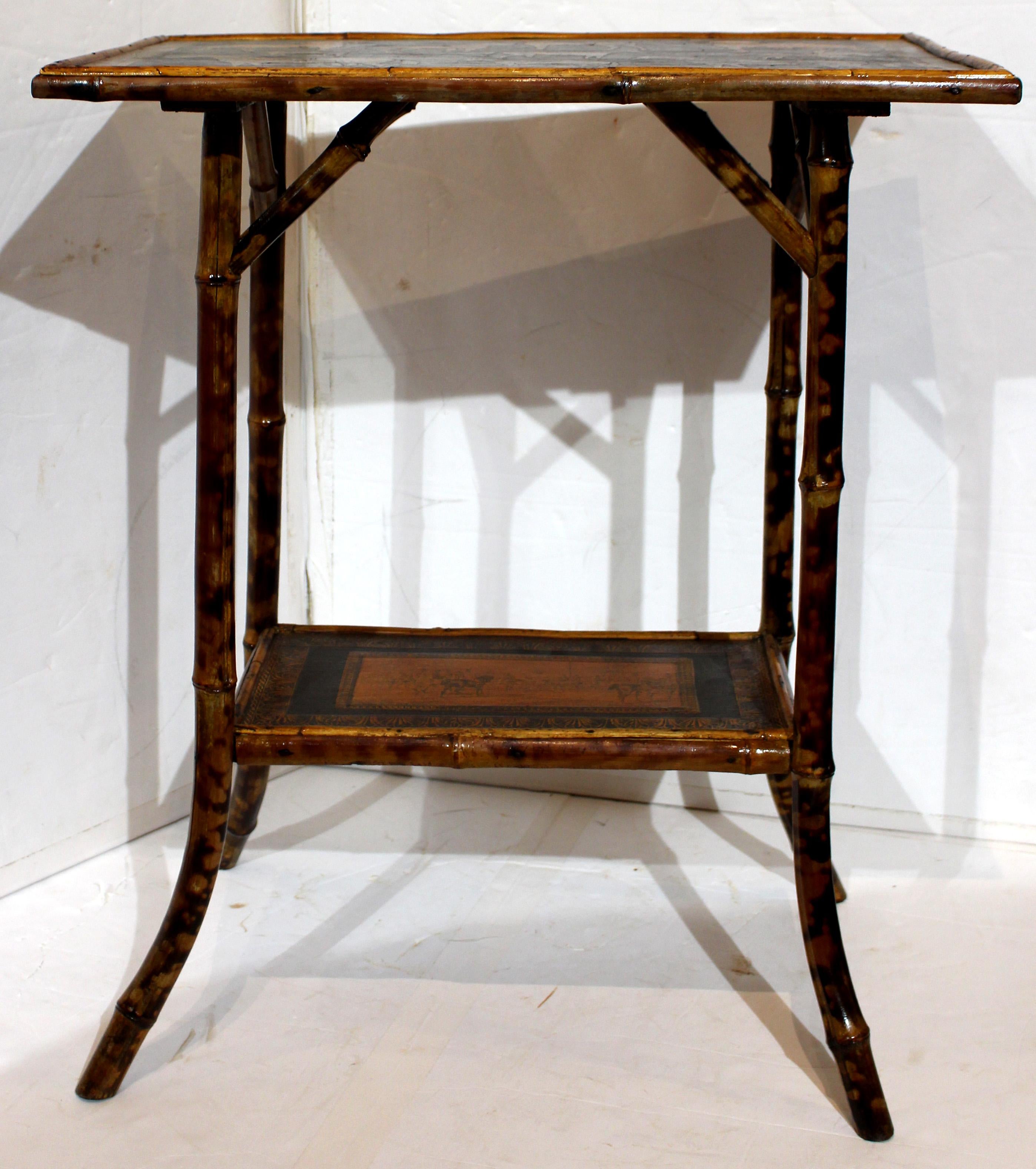 Tardo vittoriano Tavolo rettangolare a due piani in bambù inglese, CIRCA 1880