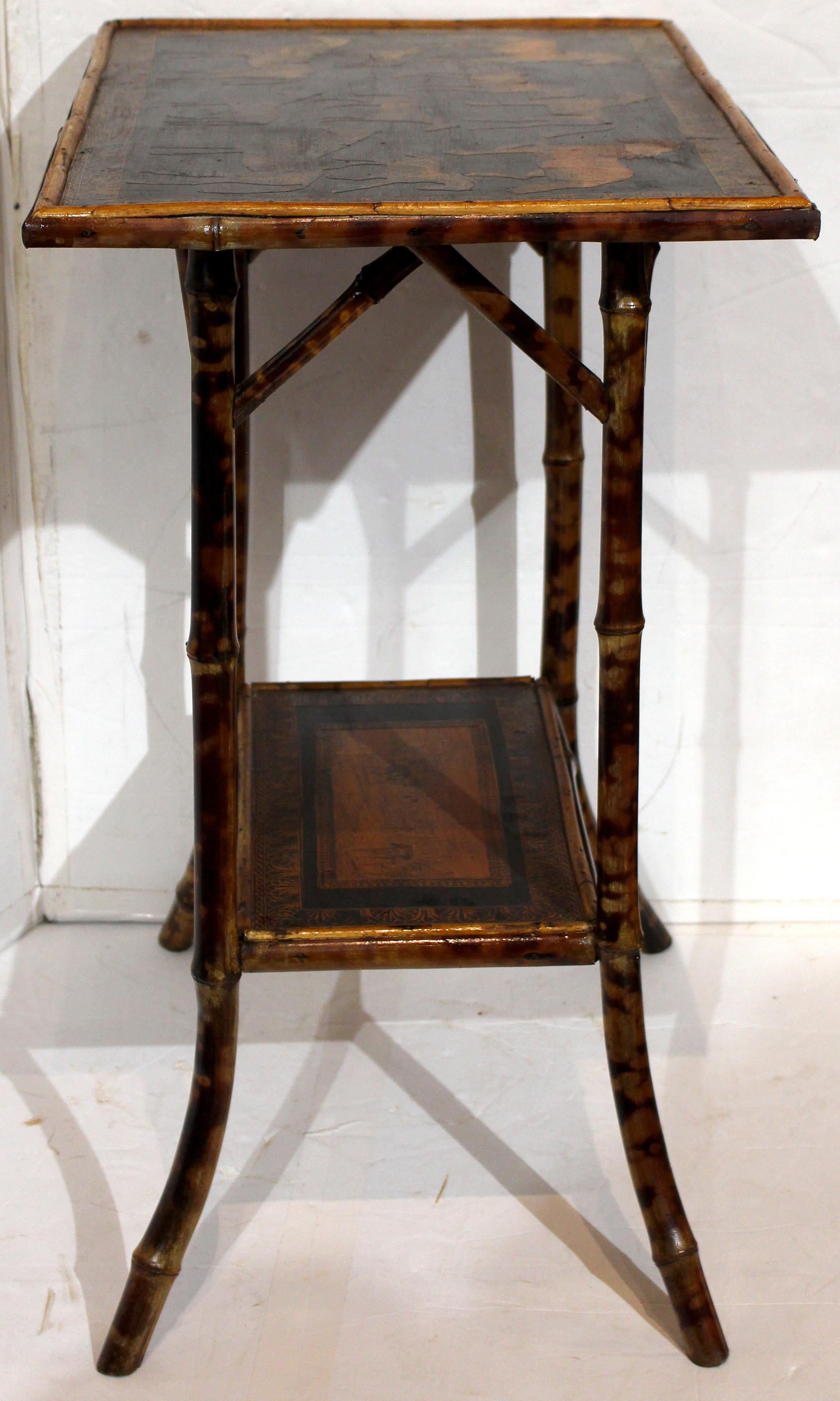 Inglese Tavolo rettangolare a due piani in bambù inglese, CIRCA 1880