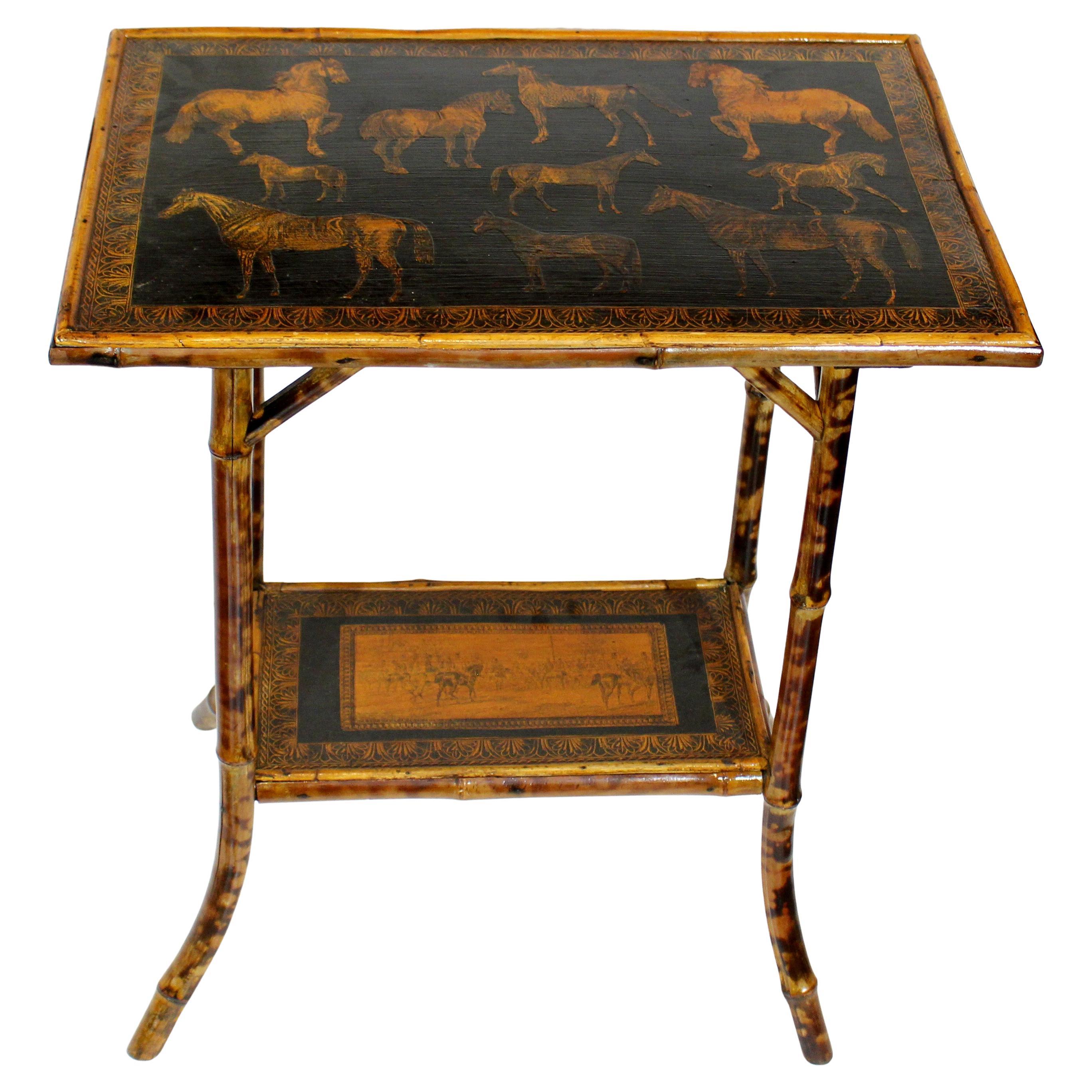 Tavolo rettangolare a due piani in bambù inglese, CIRCA 1880