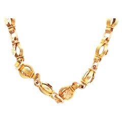Circa 1880s Victorian 14K Yellow Gold Link 21 Inch Necklace