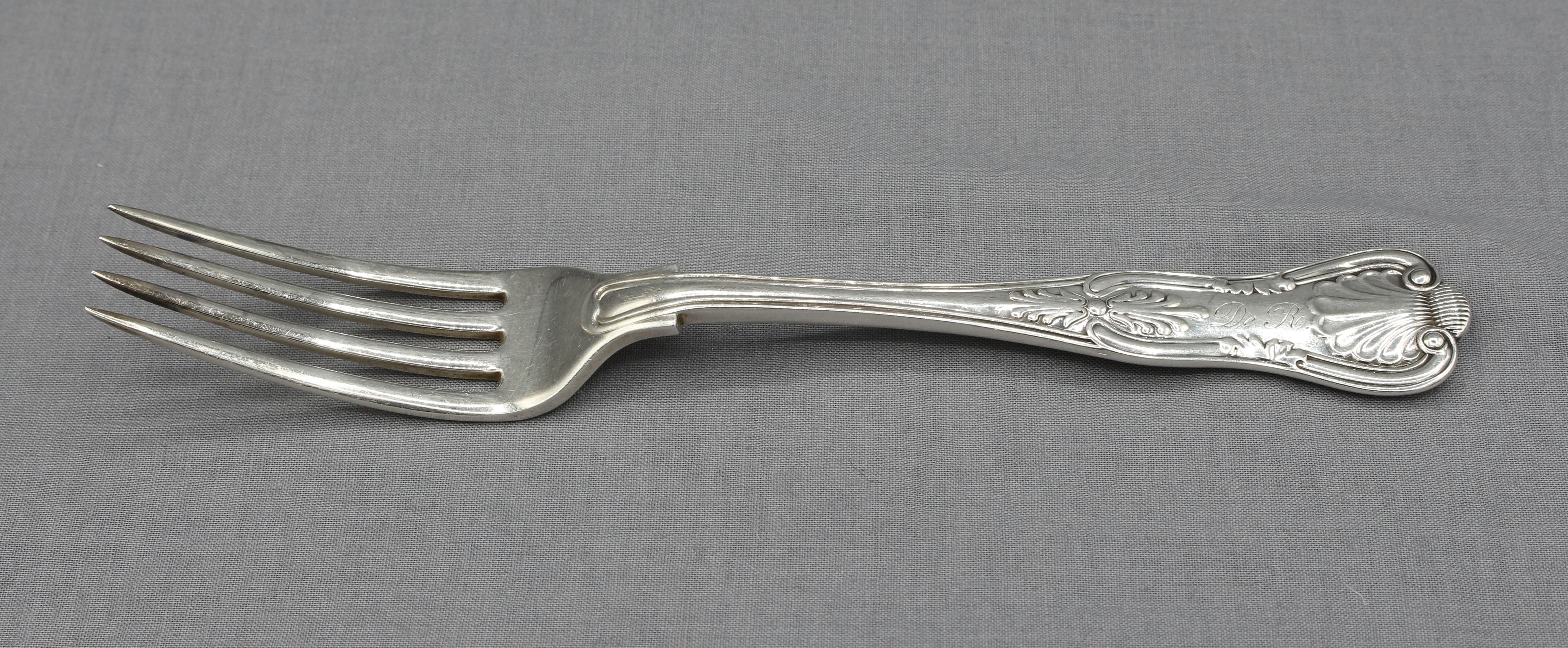 American Circa 1885 Pattern Set of 6 Sterling Silver Dinner Forks in 