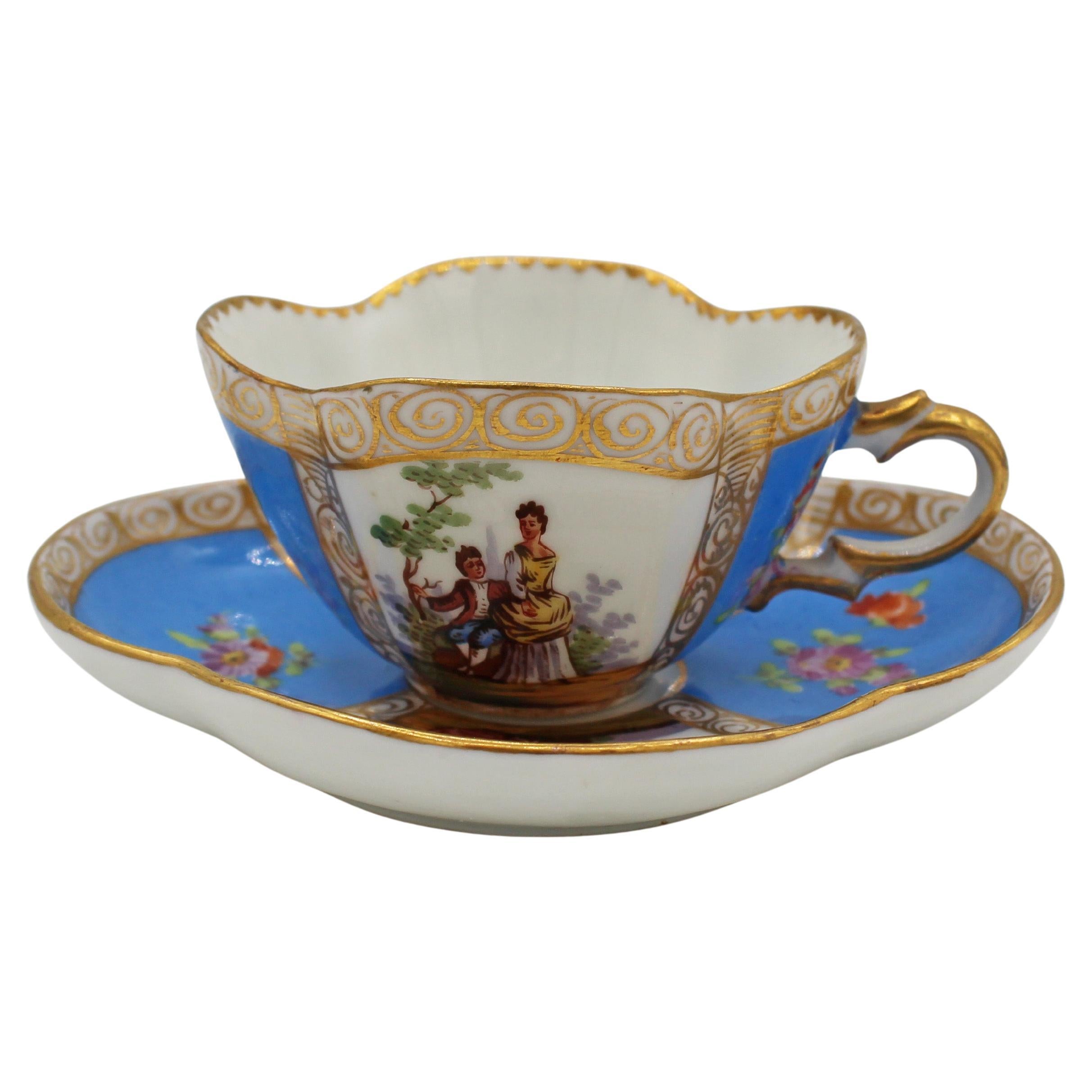 Circa 1888-1916 Richard Klemm, Dresden Quatrefoil Demitasse Cup
Saucer