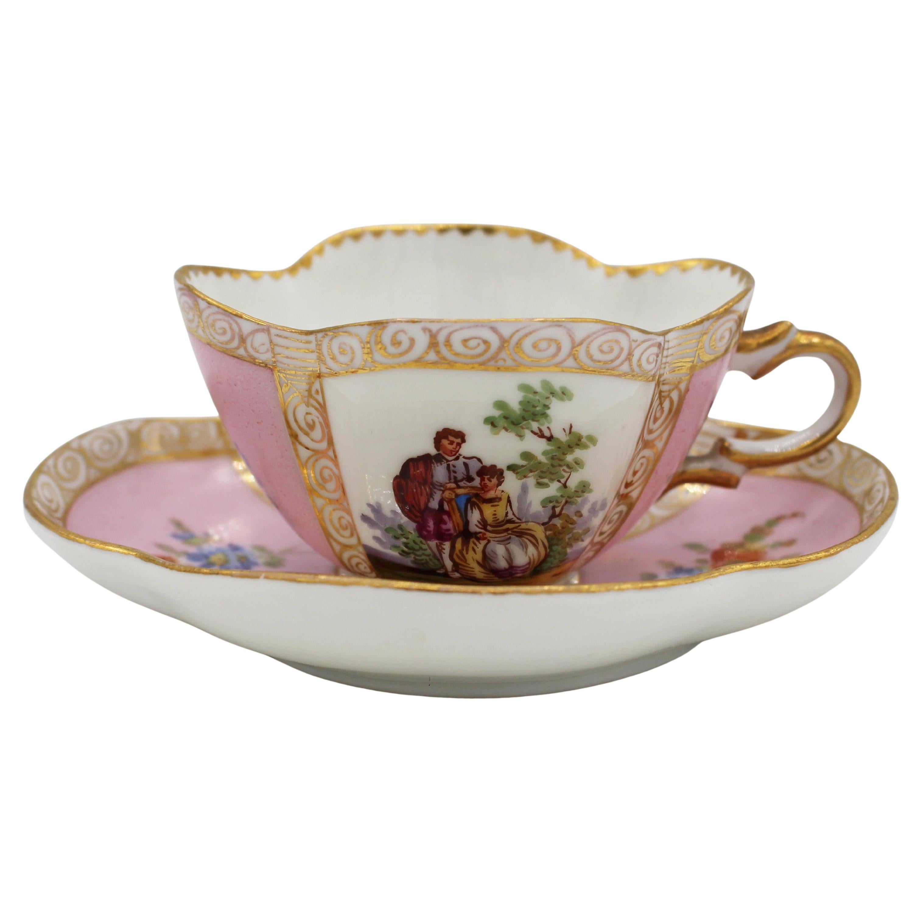 Circa 1888-1916 Richard Klemm, Dresden Quatrefoil Demitasse Cup
Saucer