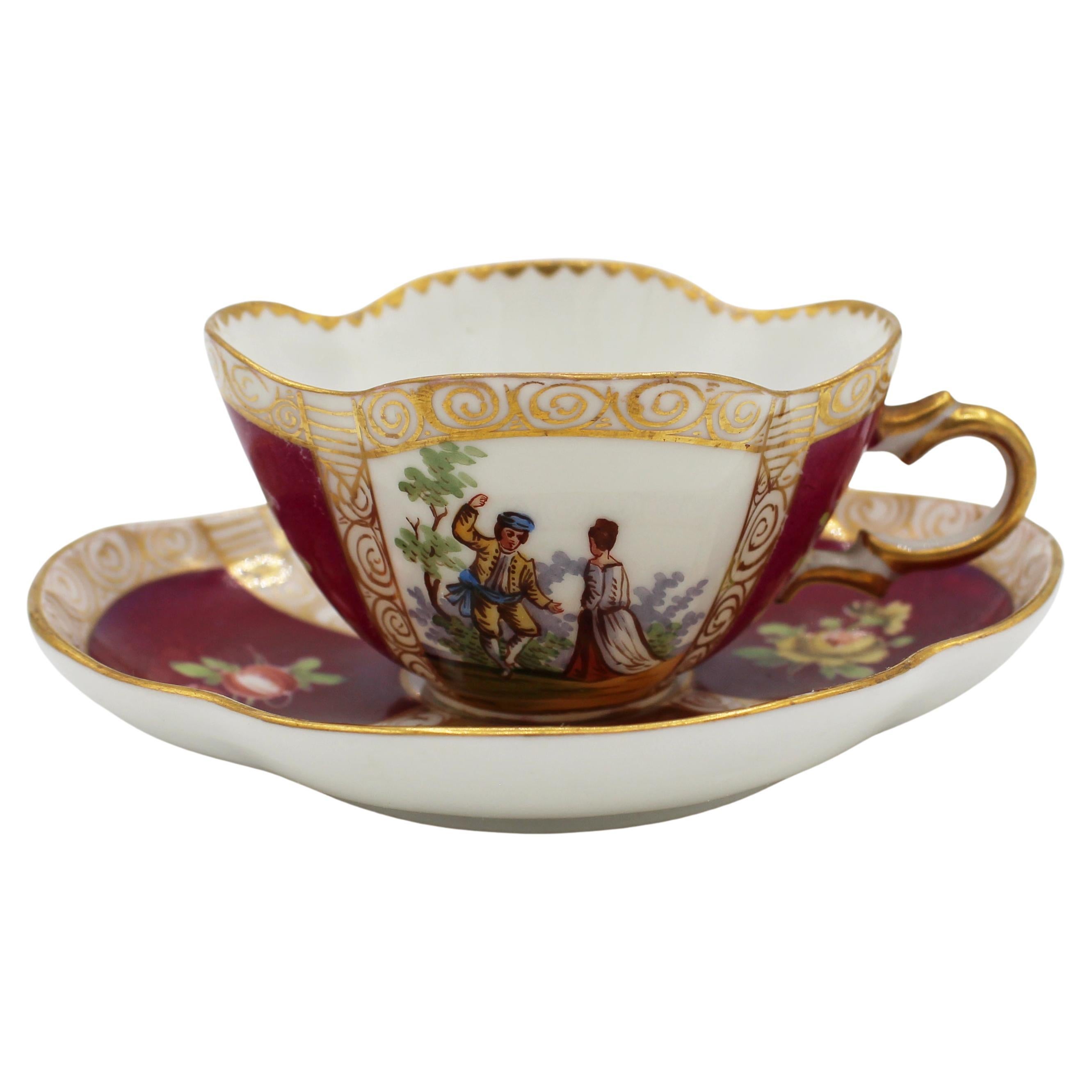 Circa 1888-1916 Richard Klemm, Dresden Quatrefoil Demitasse Cups
Saucers