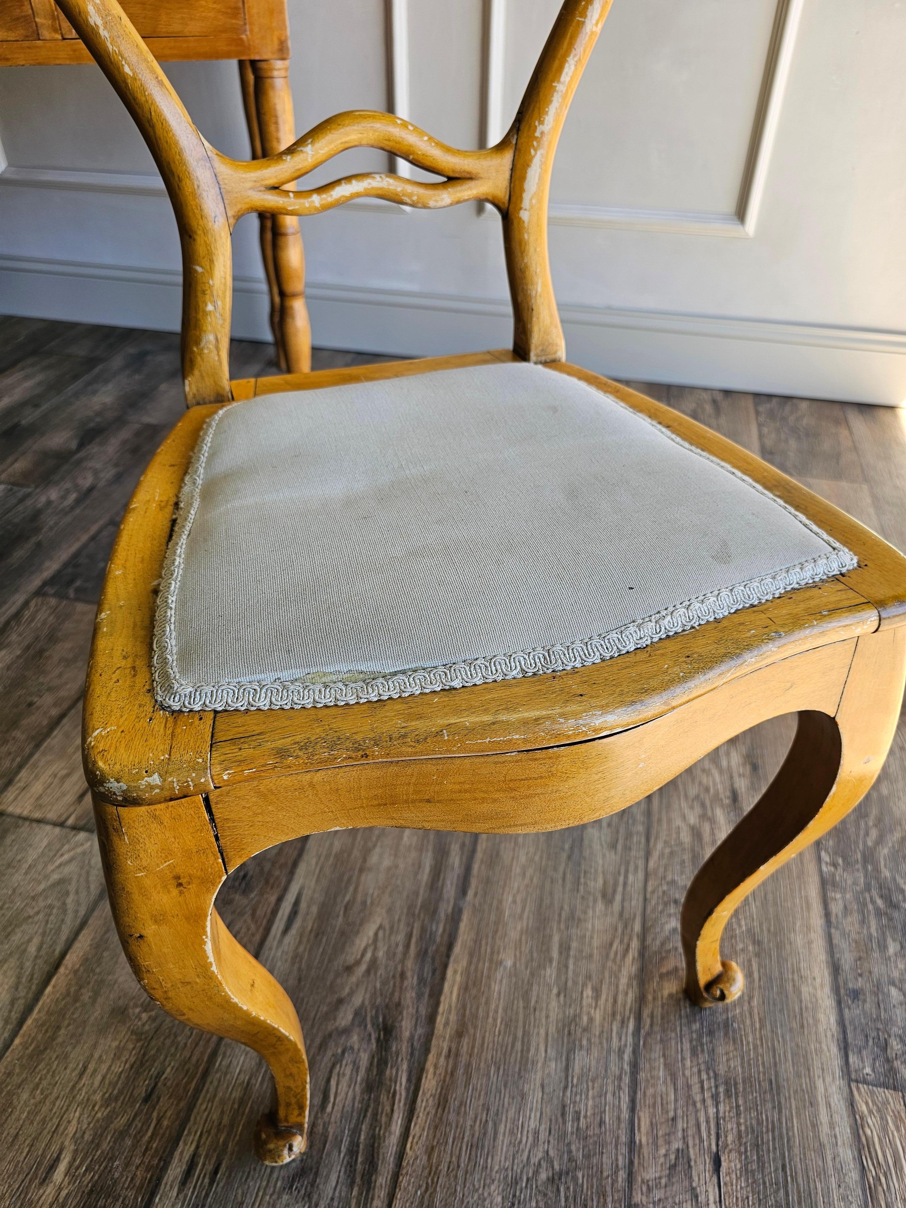 Late 19th Century Circa 1888 Antique Swedish Writing Desk in Birch with Matching Ballon Back Chair